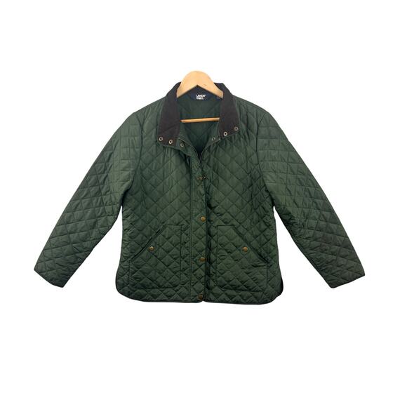 Lands’ End Green Quilted Jacket Women’s M Primaloft Lined Barn Coat - Picture 2 of 10